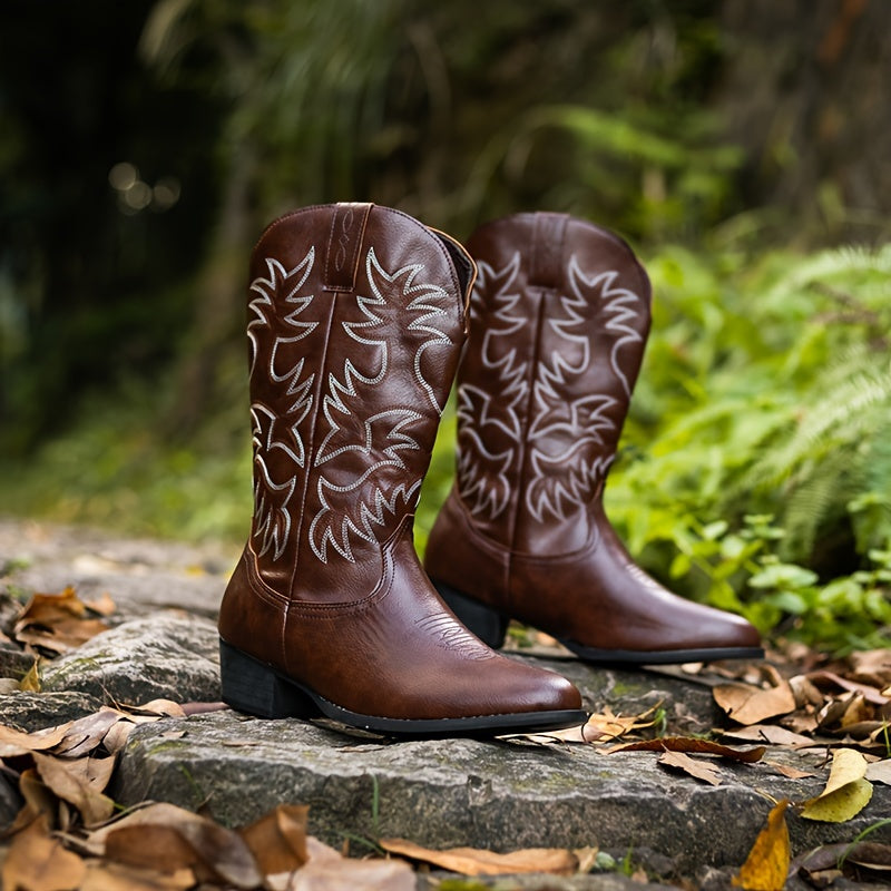 Elegant Vintage High-Top Men's Cowboy Boots