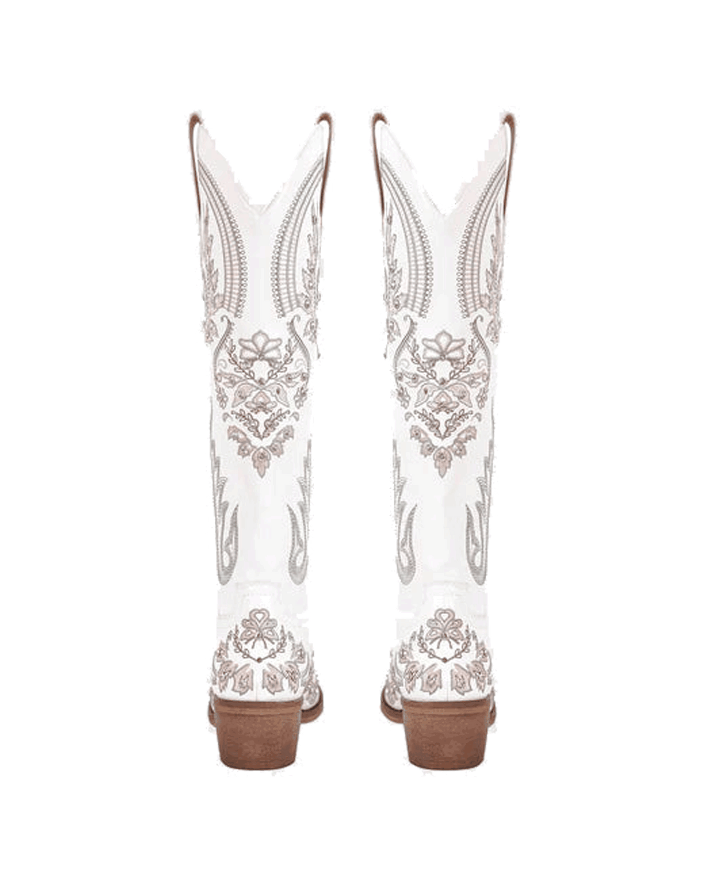 Armina Embroidery Leather Knee High Boots In Brown